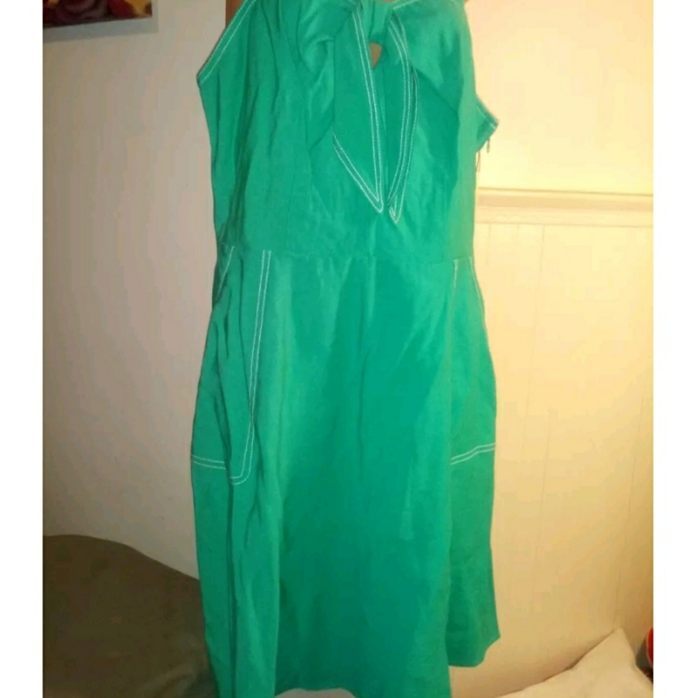 NWT Women's A New Day Tie-Front Sleeveless Dress, size Large, Green